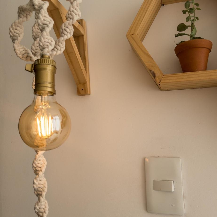 Luminária em Macramê Boho Decoração