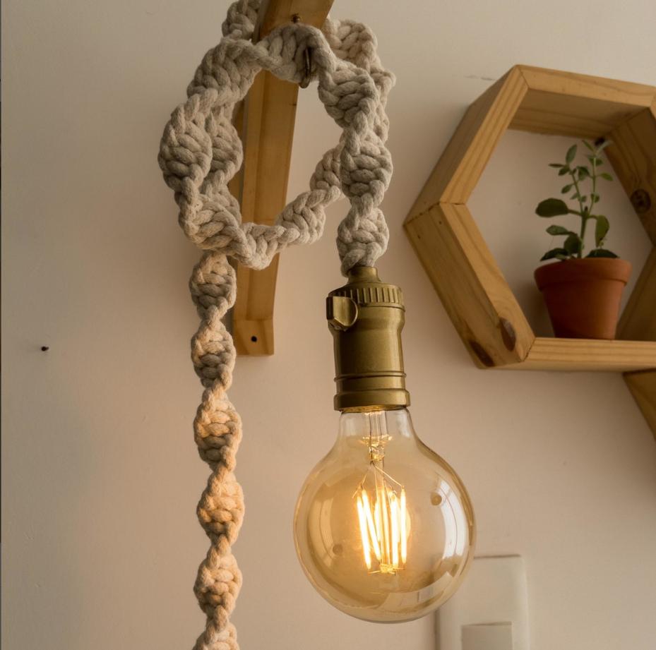 Luminária em Macramê Boho Decoração