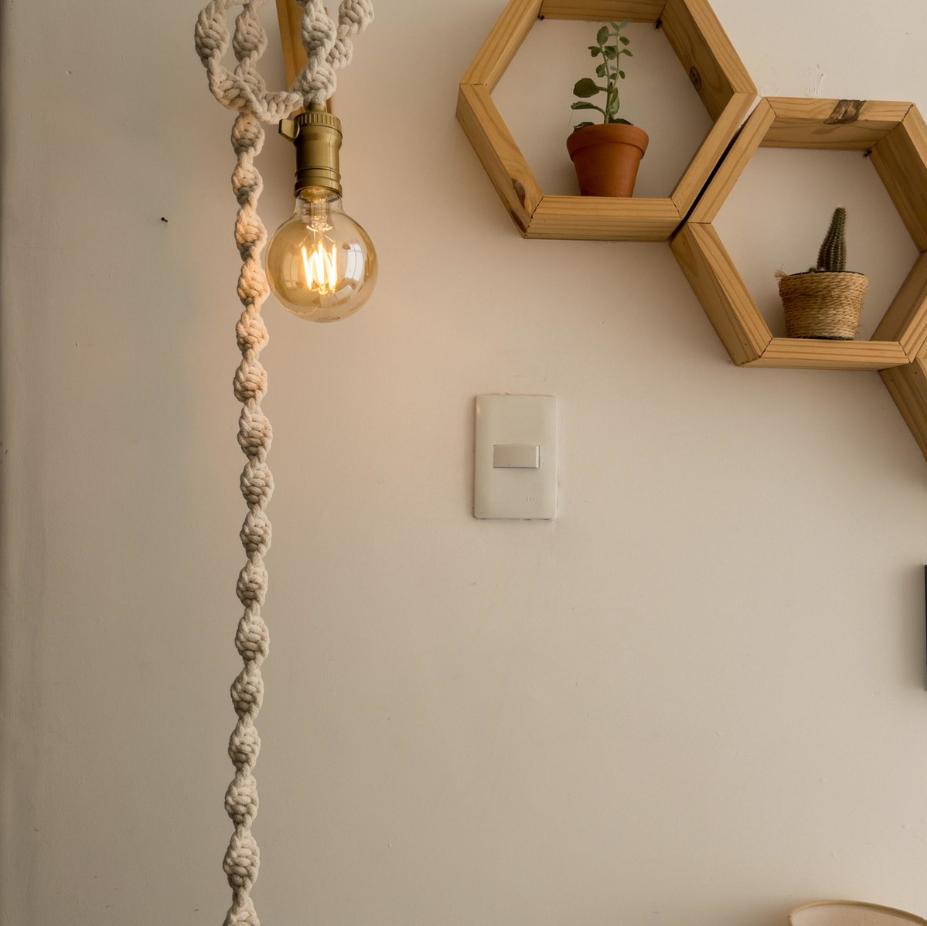 Luminária em Macramê Boho Decoração