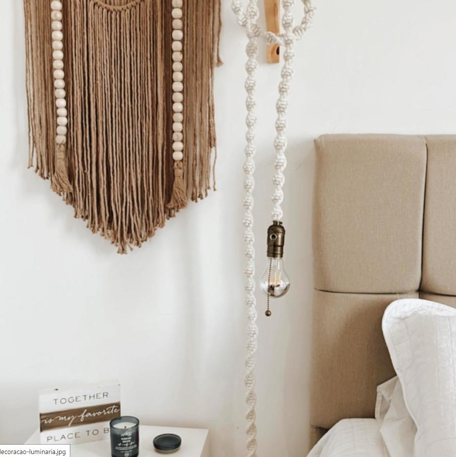 Luminária em Macramê Boho Decoração