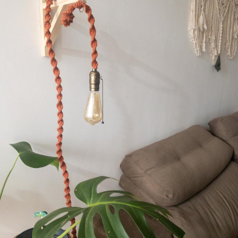 Luminária em Macramê Boho Decoração