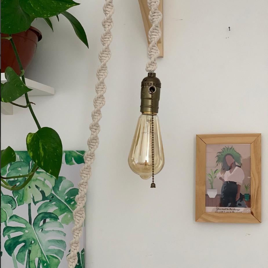 Luminária em Macramê Boho Decoração