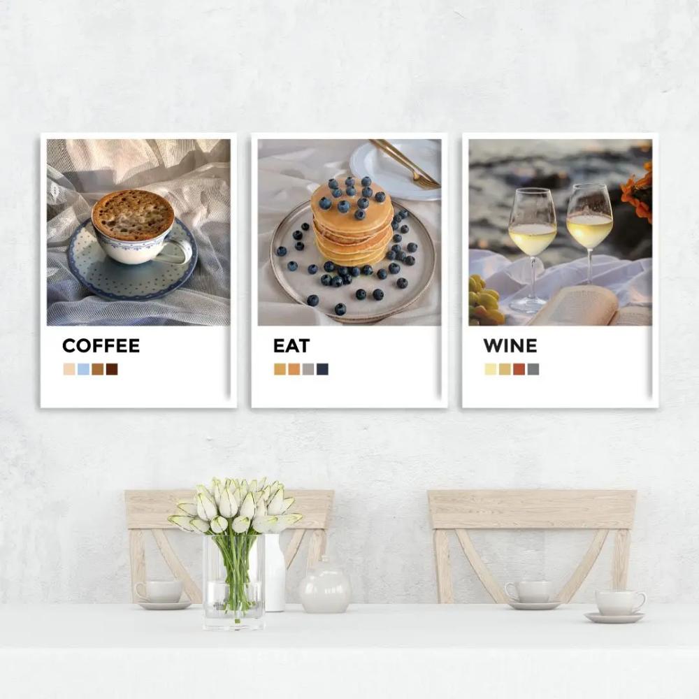 Coffee Eat Wine Aesthetic - Quadro para Imprimir