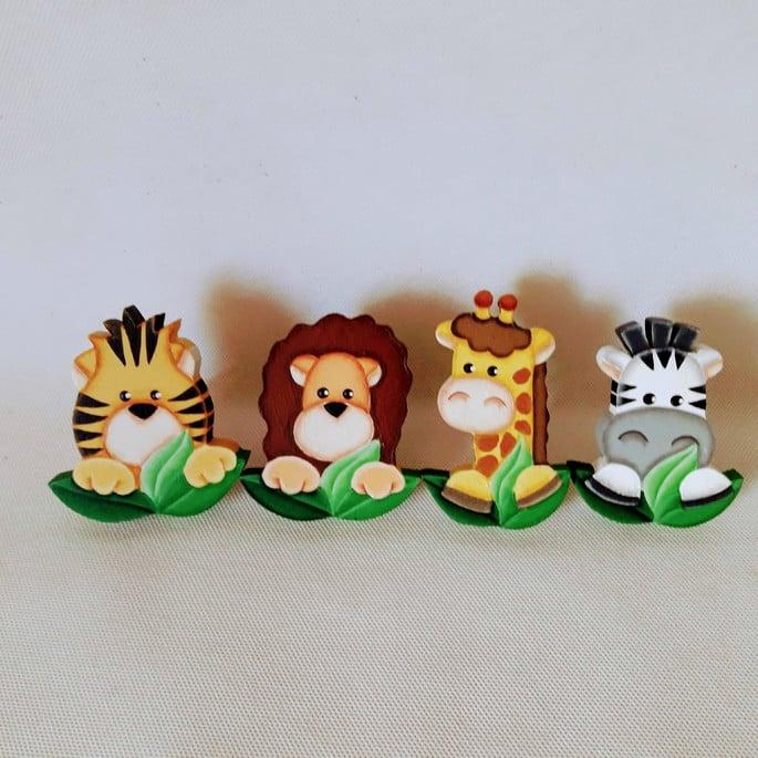 Puxadores bichinhos safari para decoração de bebê