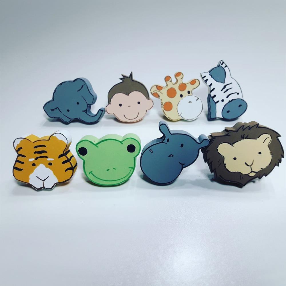 Puxadores bichinhos safari para decoração de bebê