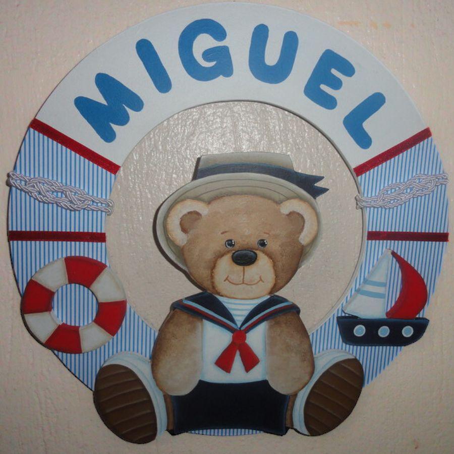 Enfeite porta maternidade urso marinheiro p/ decoração de quart