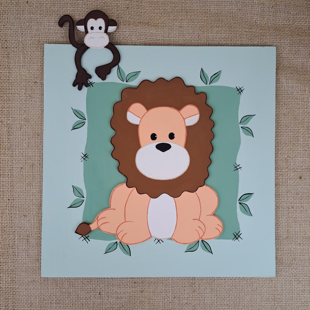 Quadro safari para decoração de quarto de bebê