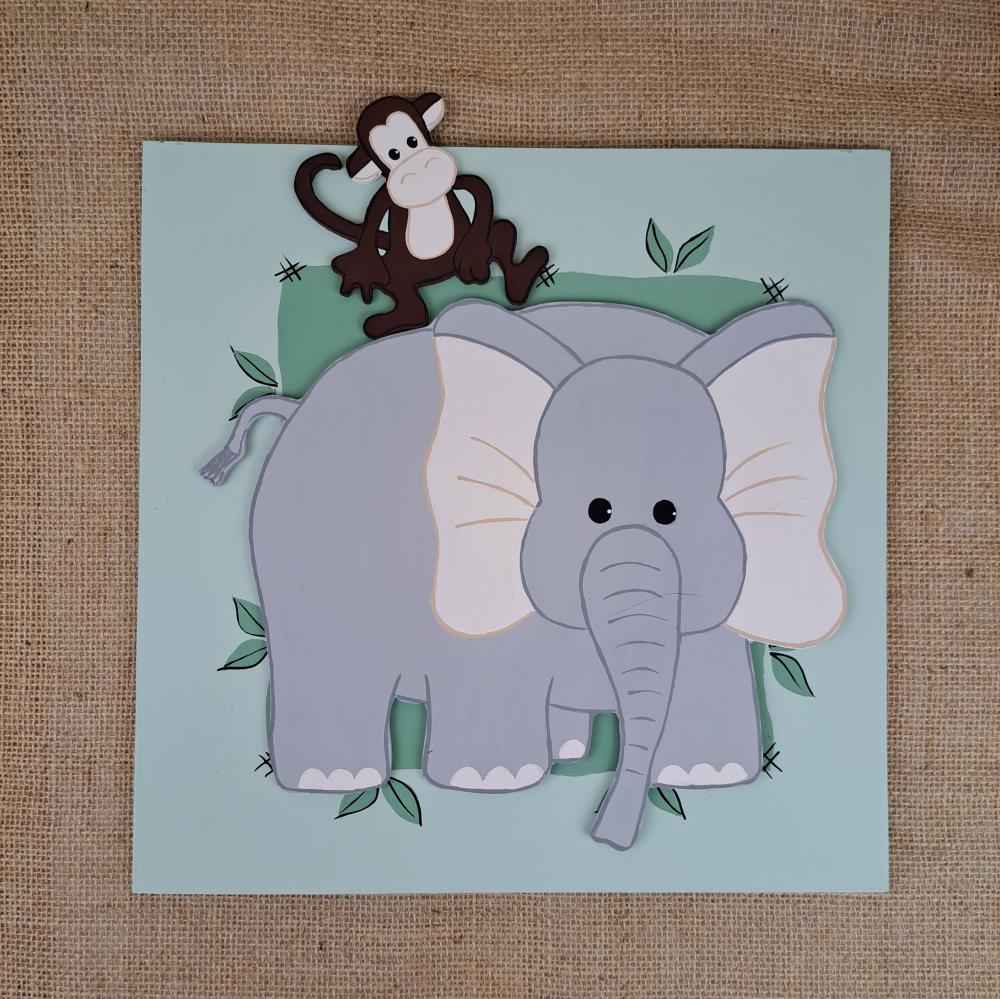 Quadro safari para decoração de quarto de bebê