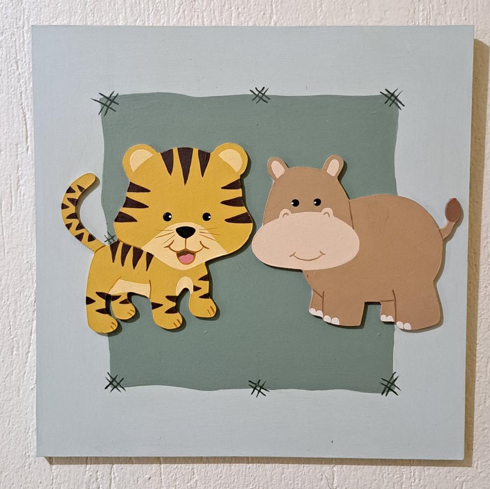 Quadro safari para decoração de quarto de bebê