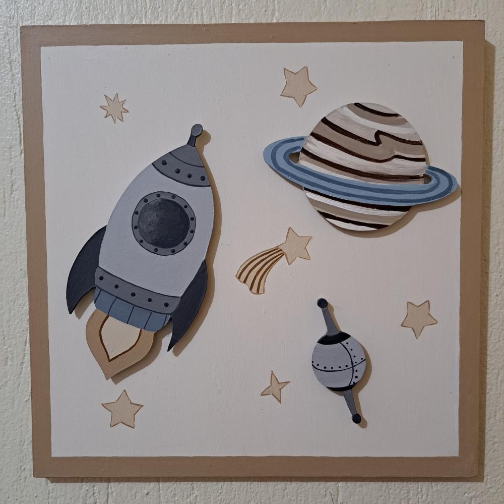 Quadro astronauta para decoração de quarto de bebê