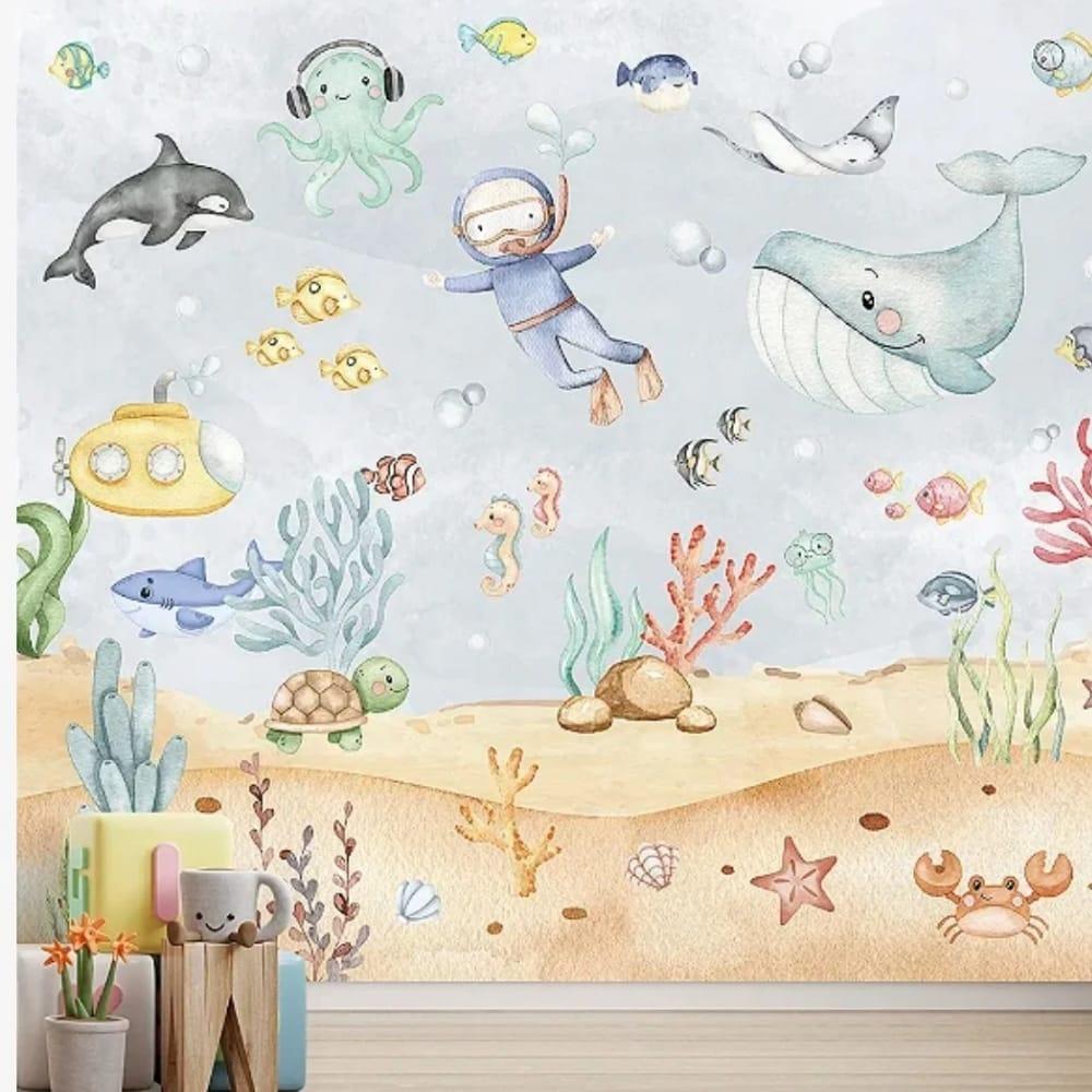 Abajur Fundo do Mar para Decoração de Quarto de Bebê