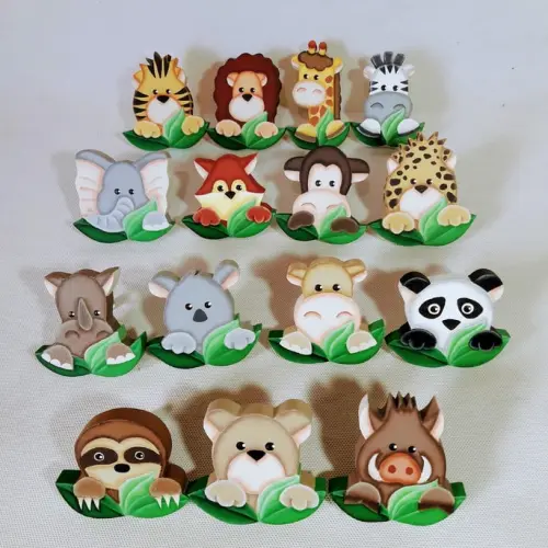 Puxadores bichinhos safari para decoração de bebê