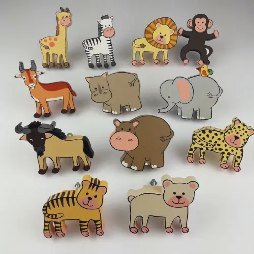 Puxadores bichinhos safari para decoração de bebê