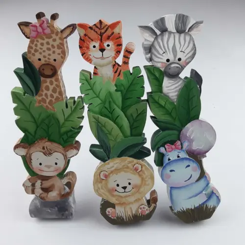 Puxadores bichinhos safari duplos para decoração de bebê