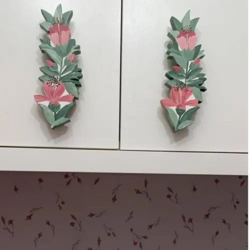 Puxador de flor duplo para decoração de quarto de menina