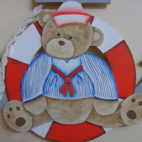 Enfeite porta maternidade urso marinheiro p/ decoração de quart