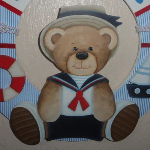 Enfeite porta maternidade urso marinheiro p/ decoração de quart