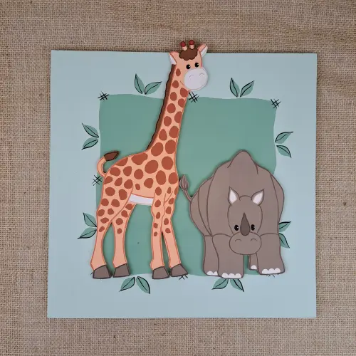 Quadro safari para decoração de quarto de bebê