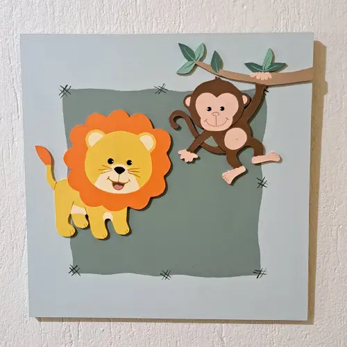 Quadro safari para decoração de quarto de bebê