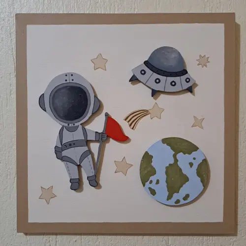 Quadro astronauta para decoração de quarto de bebê