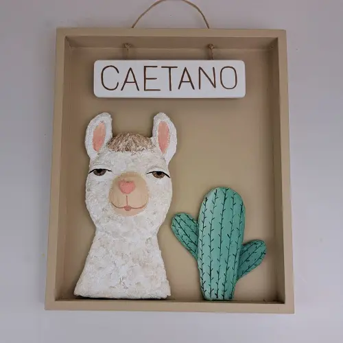 Porta Maternidade de lhama para decoração de bebê