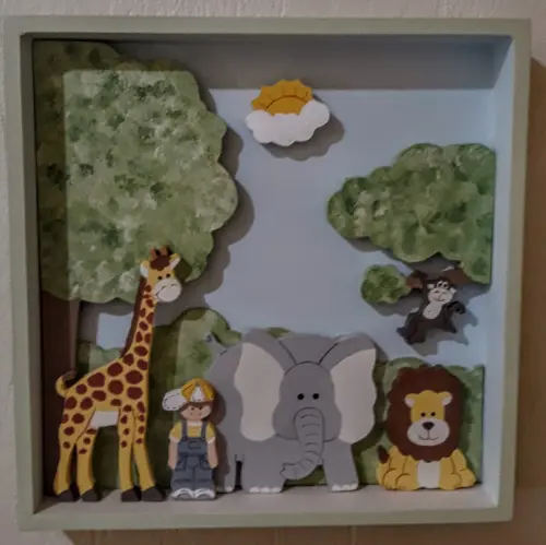 Quadro safari para decoração de quarto de bebê