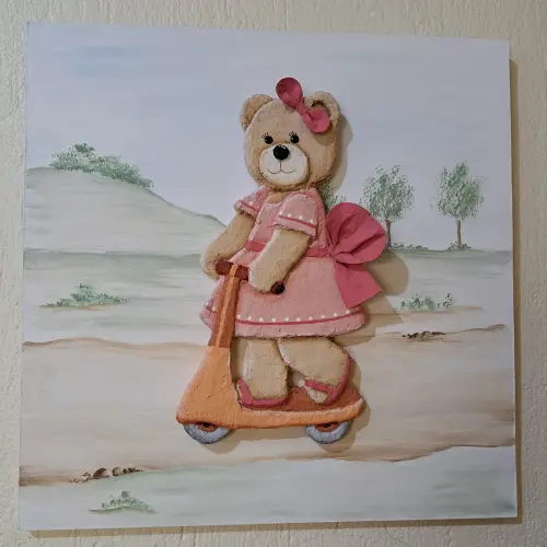 Quadro de ursinha para decoração de quarto de bebê