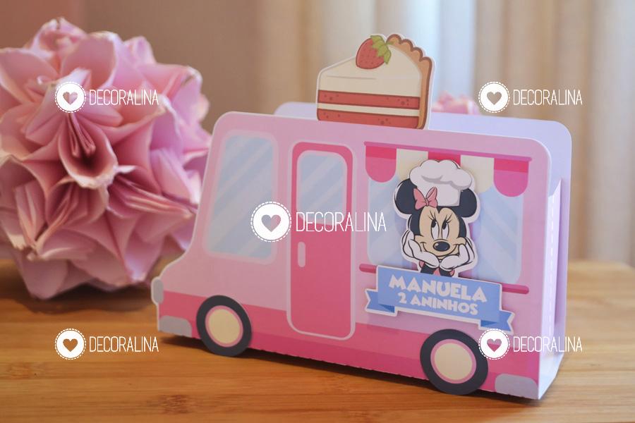 Lembrancinha Minnie Confeiteira Carrinho Foodtruck Minnie