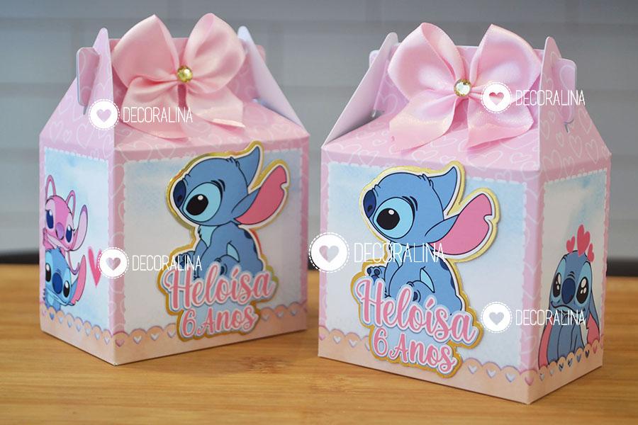 Lembrancinha Stitch Rosa Luxo Caixinha Milk Stitch Rosa