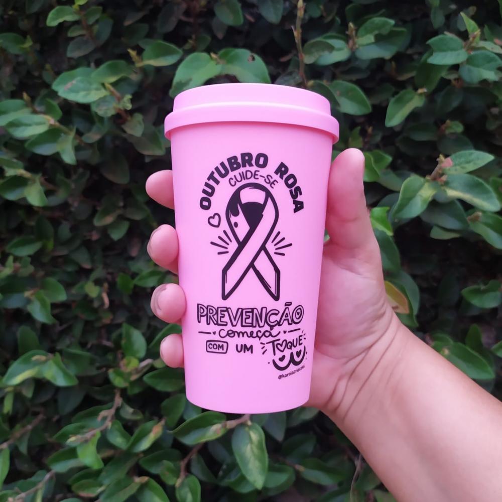 Copo Bucks Outubro Rosa Ecológico Personalizado 400ml