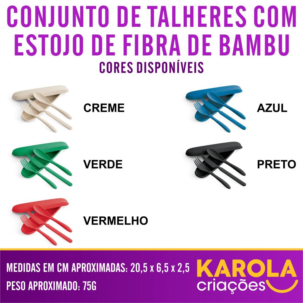 Conjunto de Talheres com Estojo de Fibra de Bambu Personalizado