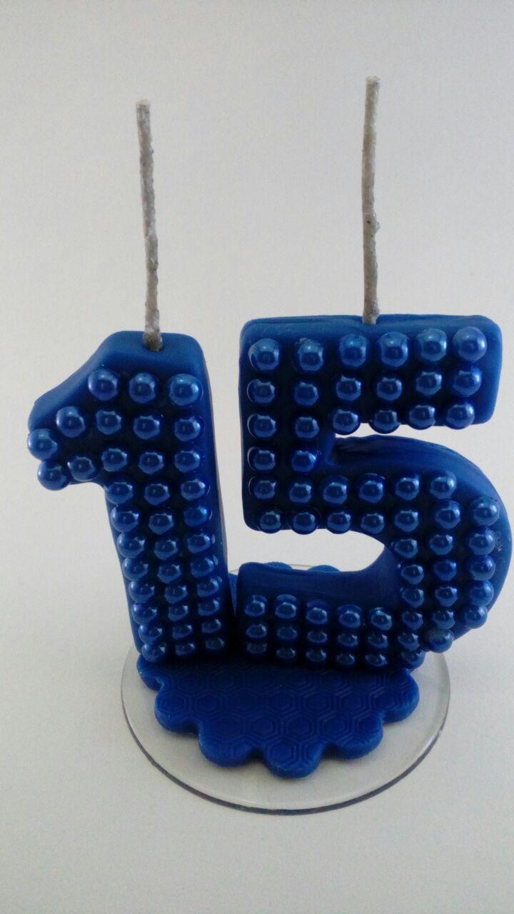 Vela em Biscuit Azul 15 Anos