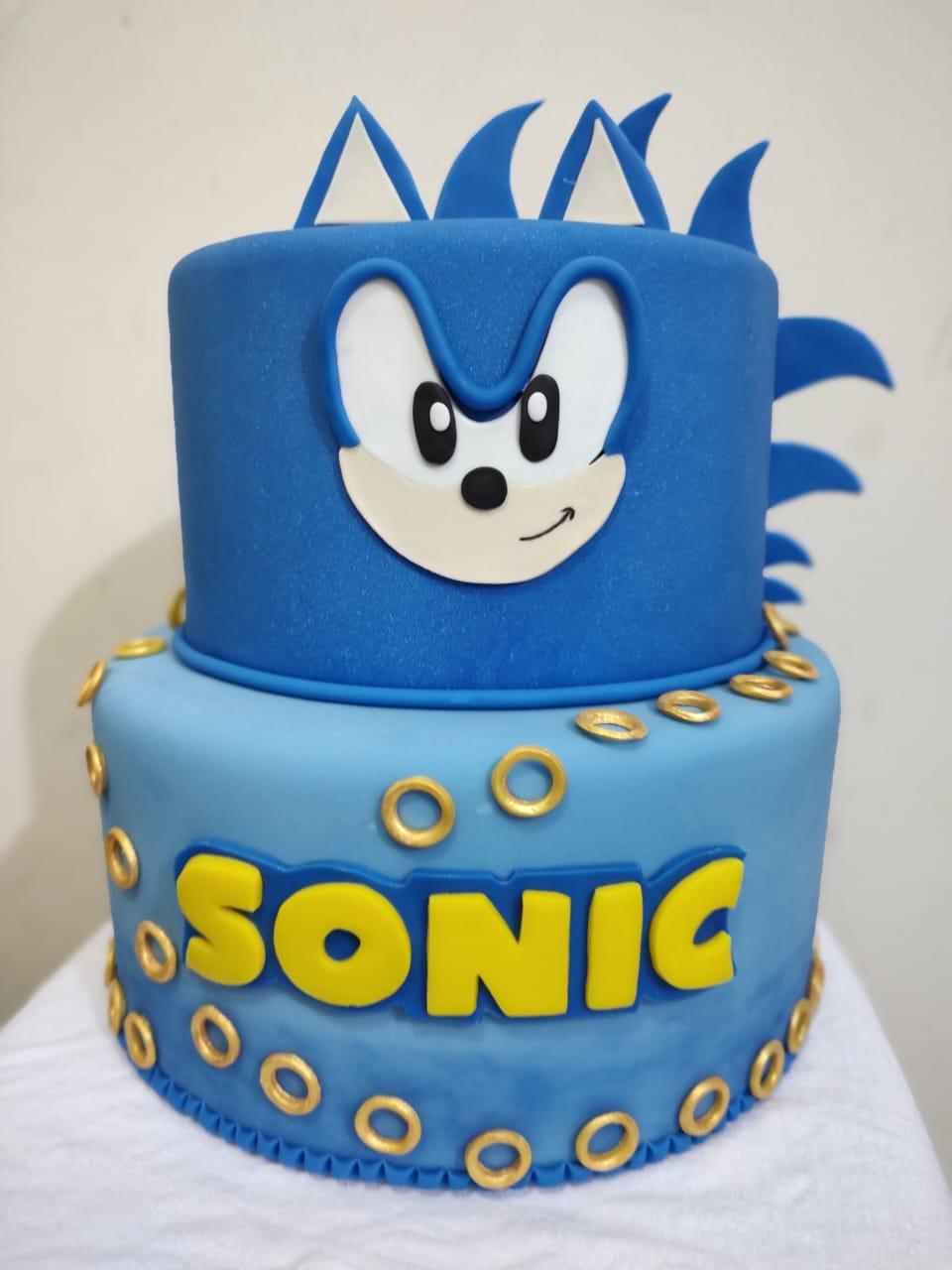 Bolo fake Sonic em Biscuit