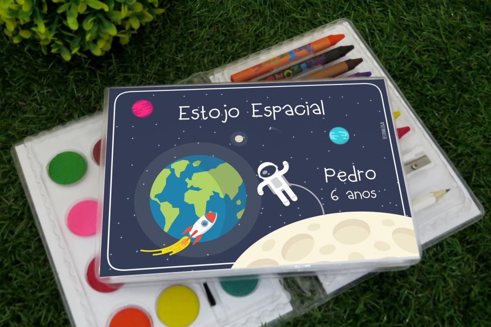 Lembrancinha astronauta estojo de pintura 31 itens personalizado