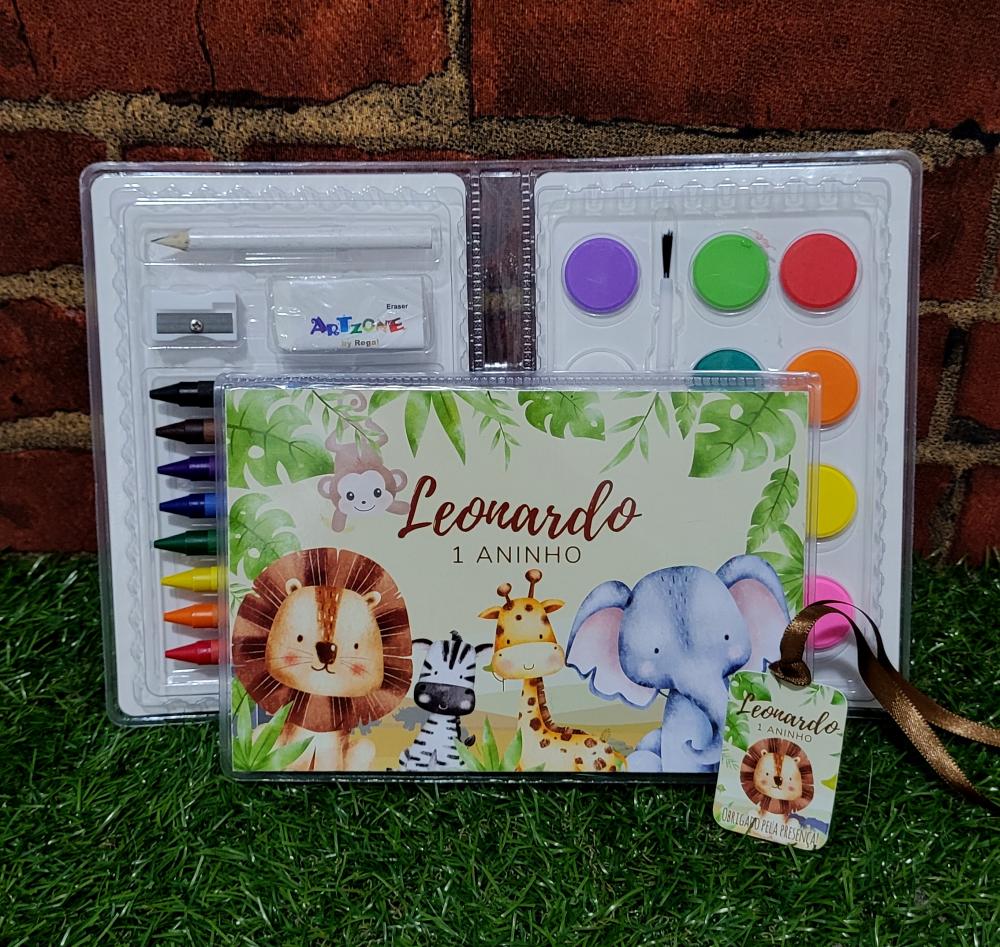 Lembrancinha Safari estojo de pintura 31 itens personalizado