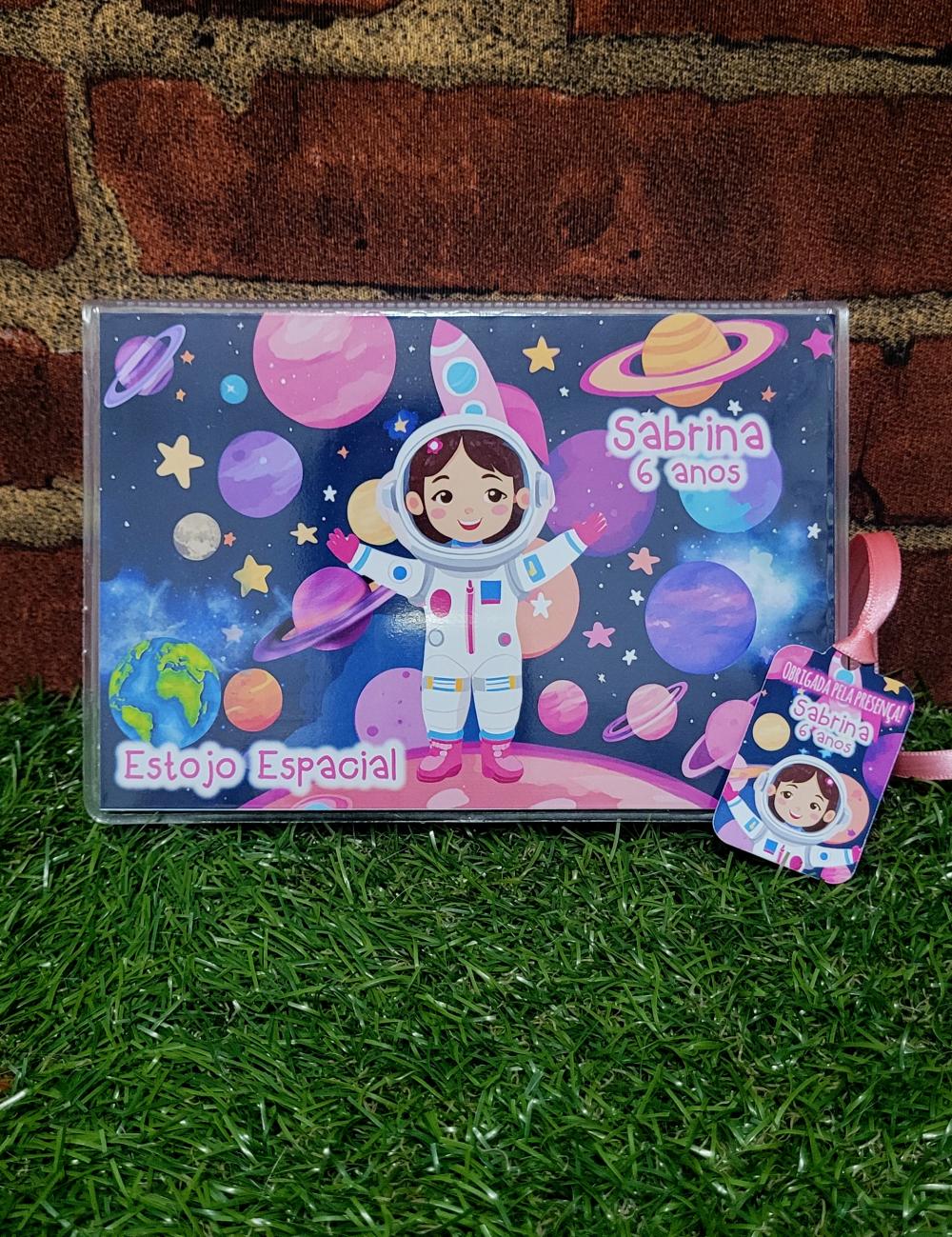 Lembrancinha menina astronauta estojo de pintura 31 itens persona