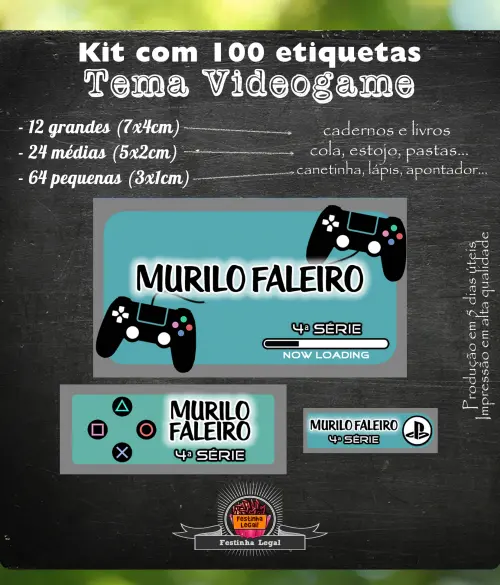 Kit 100 etiquetas material escolar varios temas