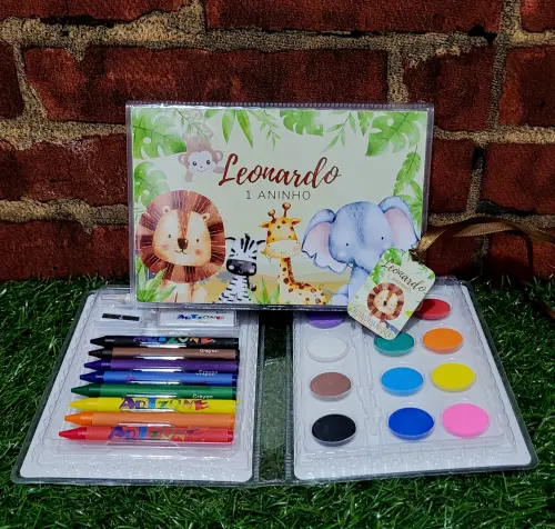 Lembrancinha Safari estojo de pintura 31 itens personalizado