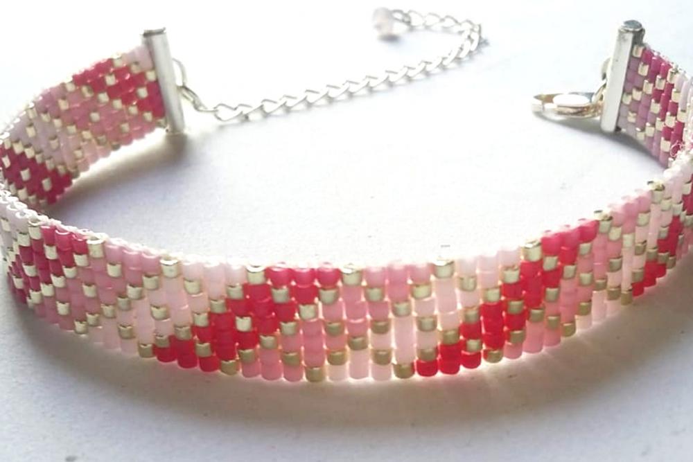 Pulseira Xadrez Rosa