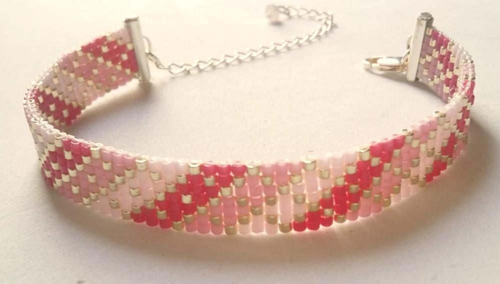 Pulseira Xadrez Rosa