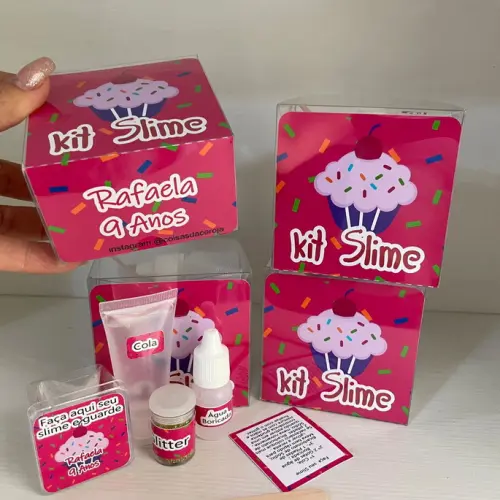 Kit Slime Caixa Acetato Personalizado Confeitaria