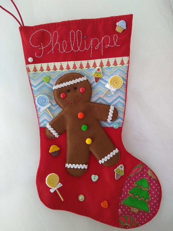 Bota Natal Gingerbread Biscoito Personalizada