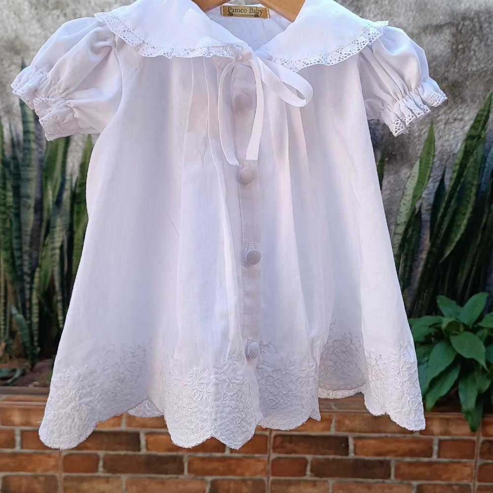 Vestido Branco com barra bordada