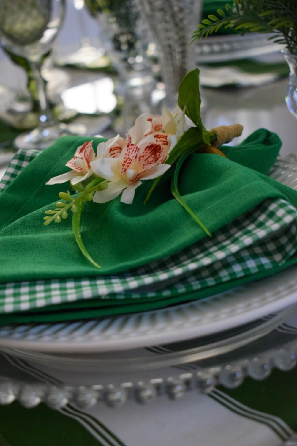 Mesa Posta dia dos Pais Verde e Branca 10 Lugares