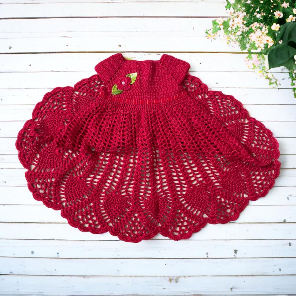 Vestido de Croche para Bebê de 0 a 3 Meses