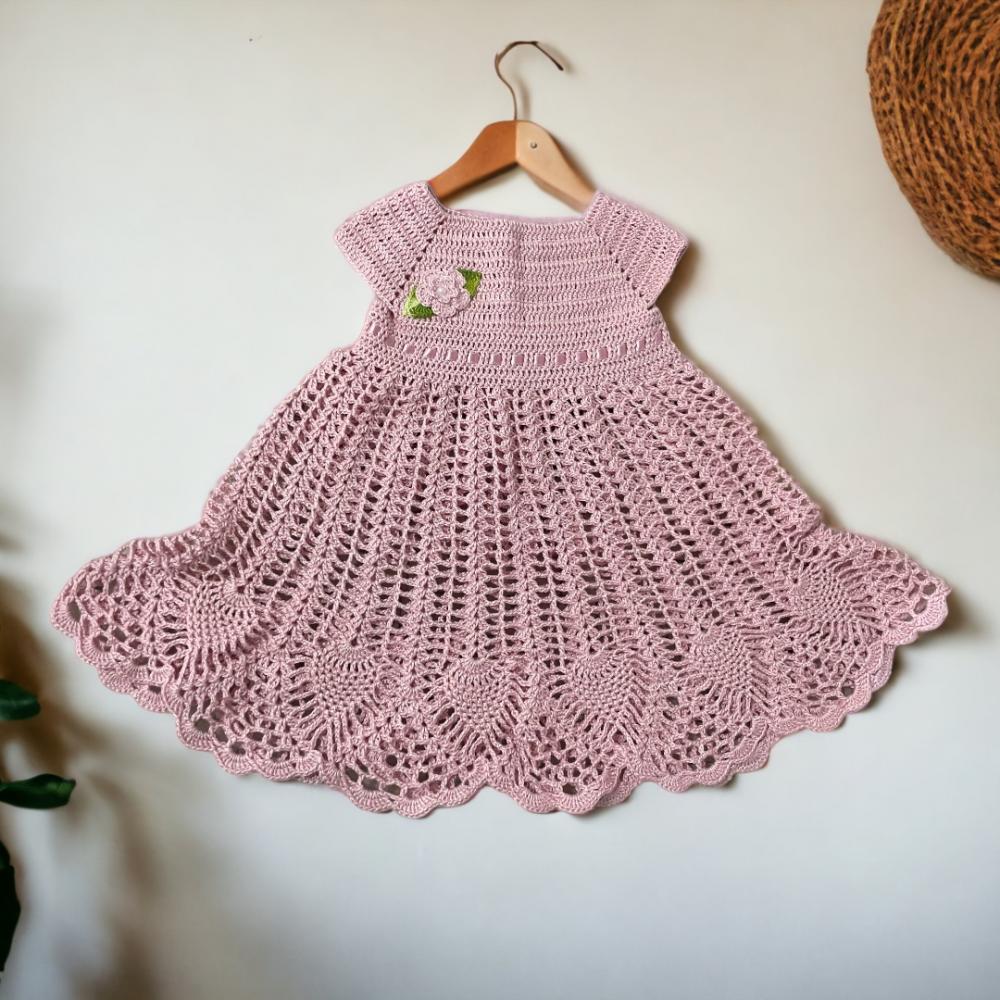 Vestido de Croche para Bebê de 0 a 3 Meses