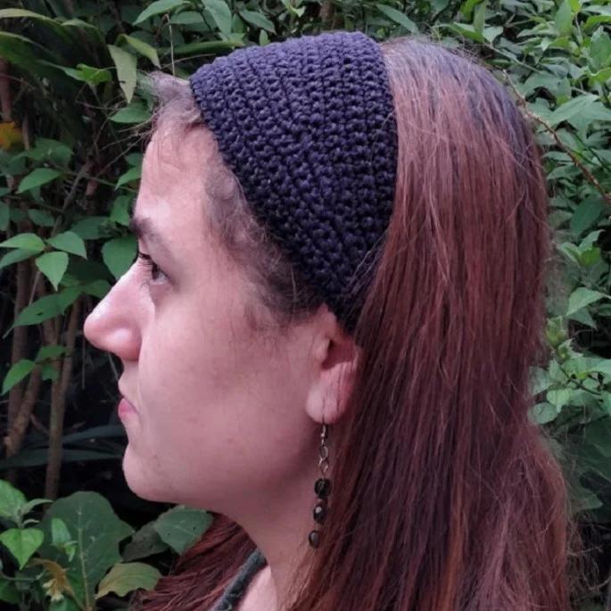 Faixa para cabelo em crochê - headband - preta