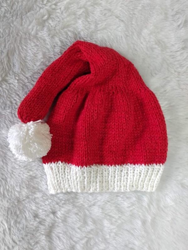 Gorro e sapatinho papai noel infantil em tricô -