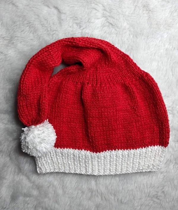 Gorro papai noel em tricô - adulto