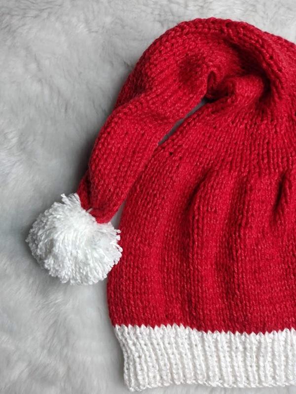 Gorro papai noel em tricô - adulto